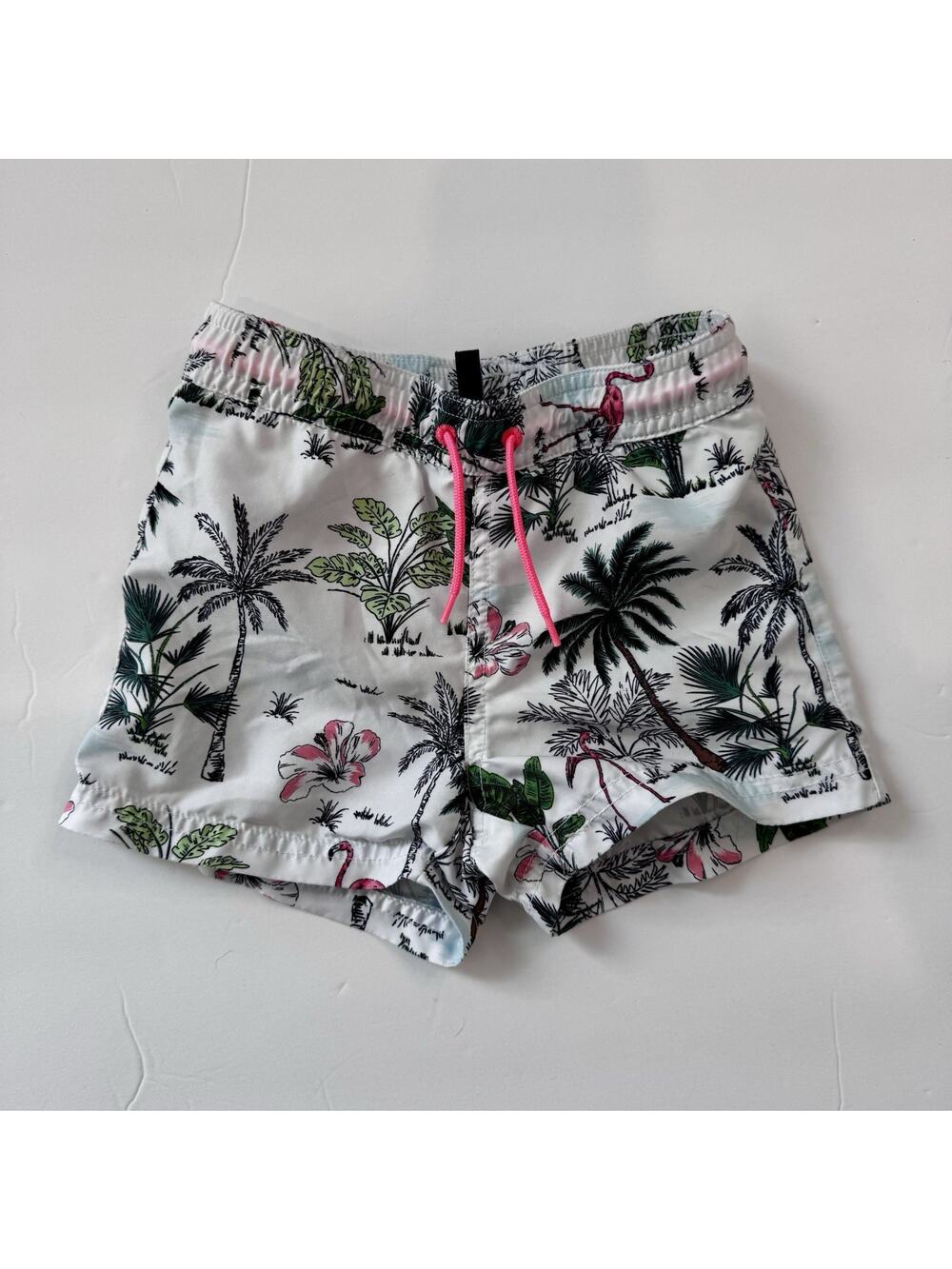 Janie And Jack Boys Size 2T Palm Trees Tropical Flamingo Floral Swim Trunks